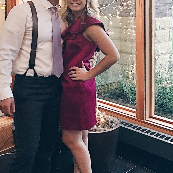 Fuchsia one shoulder ruffle dress - Picture 3 of 3